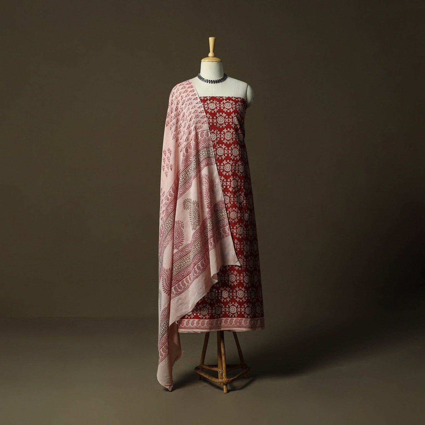 Bagh hand block print natural dyed cotton 3pc unstitched