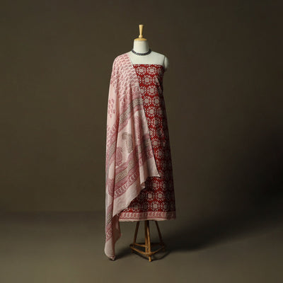 Bagh hand block print natural dyed cotton 3pc unstitched