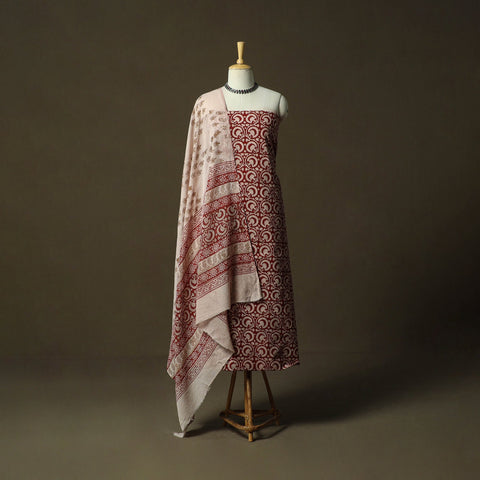 Bagh hand block print natural dyed cotton 3pc unstitched