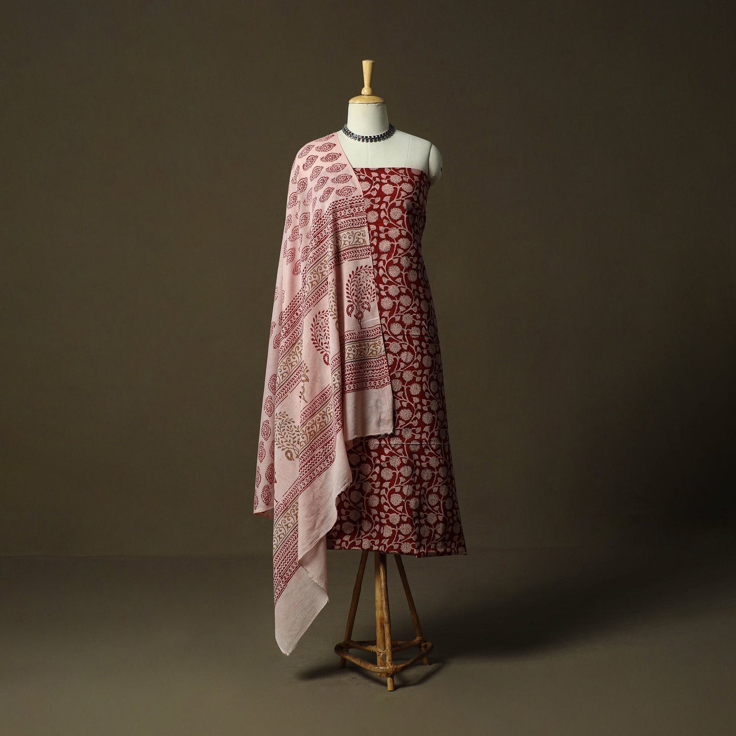 Bagh hand block print natural dyed cotton 3pc unstitched