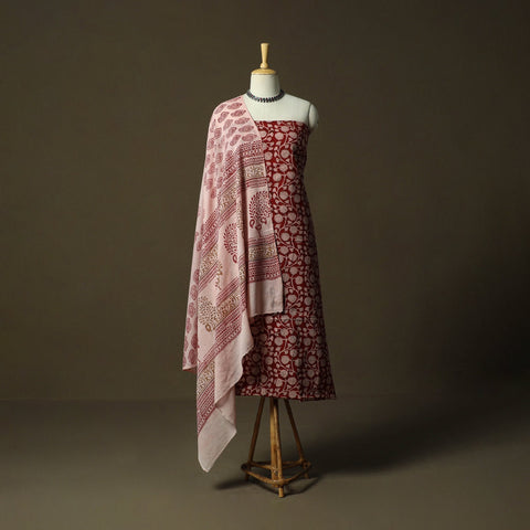 Bagh hand block print natural dyed cotton 3pc unstitched