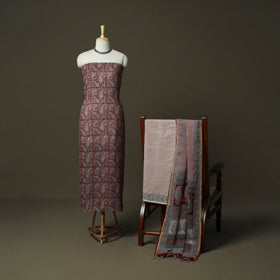 Bagh hand block print natural dyed kota doria cotton 3pc