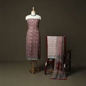 Bagh hand block print natural dyed kota doria cotton 3pc