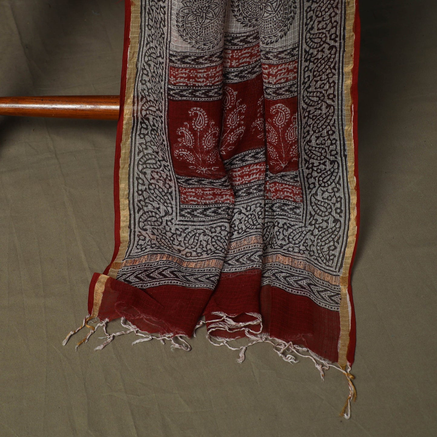 Bagh hand block print natural dyed kota doria cotton 3pc