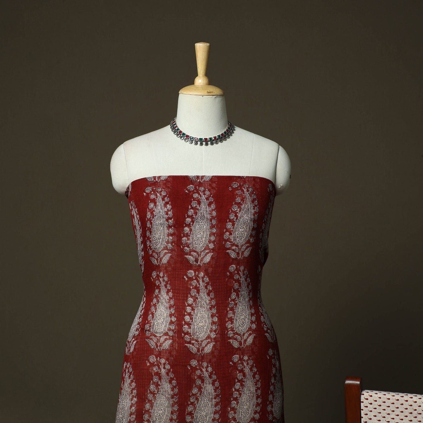 Bagh hand block print natural dyed kota doria cotton 3pc