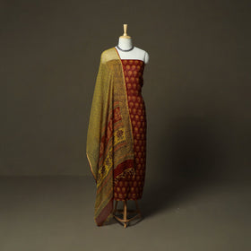 Bagh hand block print natural dyed kota doria cotton 3pc