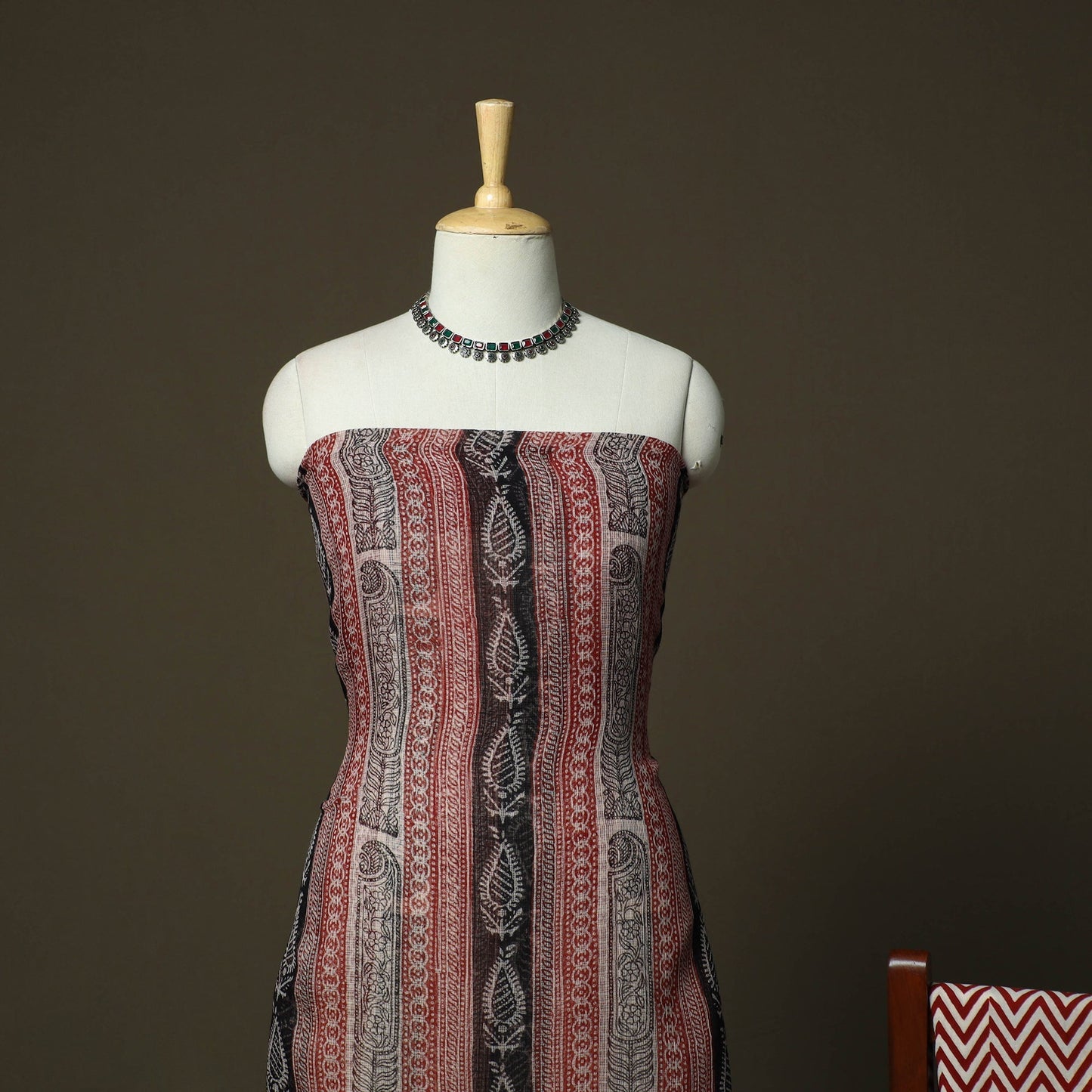 Bagh hand block print natural dyed kota doria cotton 3pc