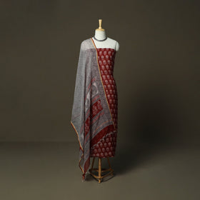Bagh hand block print natural dyed kota doria cotton 3pc