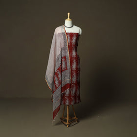 Bagh hand block print natural dyed kota doria cotton 3pc
