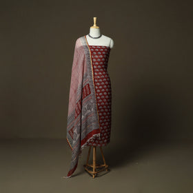 Bagh hand block print natural dyed kota doria cotton 3pc