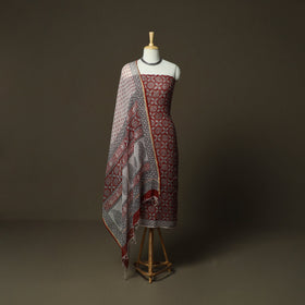 Bagh hand block print natural dyed kota doria cotton 3pc