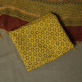 Bagh hand block print natural dyed kota doria cotton 3pc