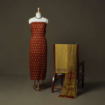 Bagh hand block print natural dyed kota doria cotton 3pc