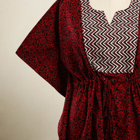 Red - bagh patchwork cotton kaftan (short) 37 - handcrafted