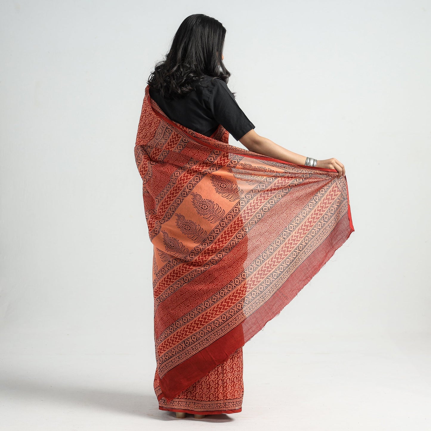Bagh Hand Block Printed Natural Dyed Cotton Saree