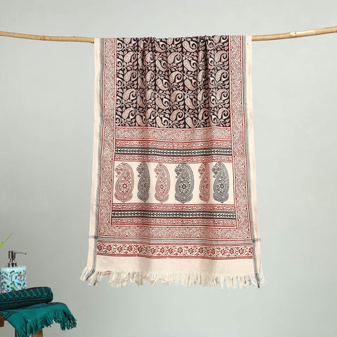 Red - bagh hand cotton handloom towel 13 - handcrafted