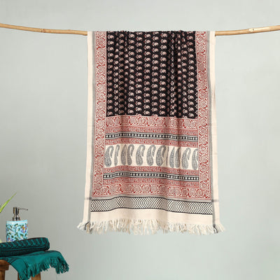 Red Bagh Hand Block Print Cotton Handloom Towel