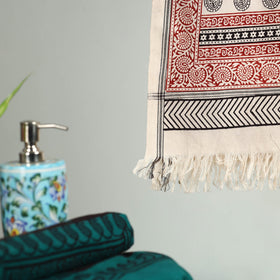 Red Bagh Hand Block Print Cotton Handloom Towel