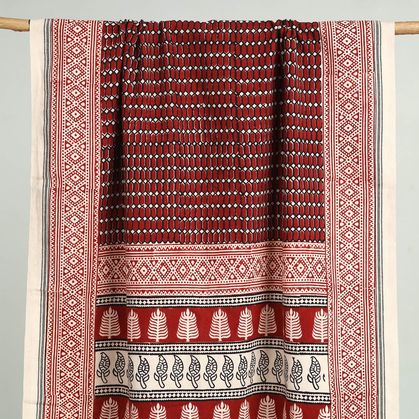 Red Bagh Hand Block Print Cotton Handloom Towel