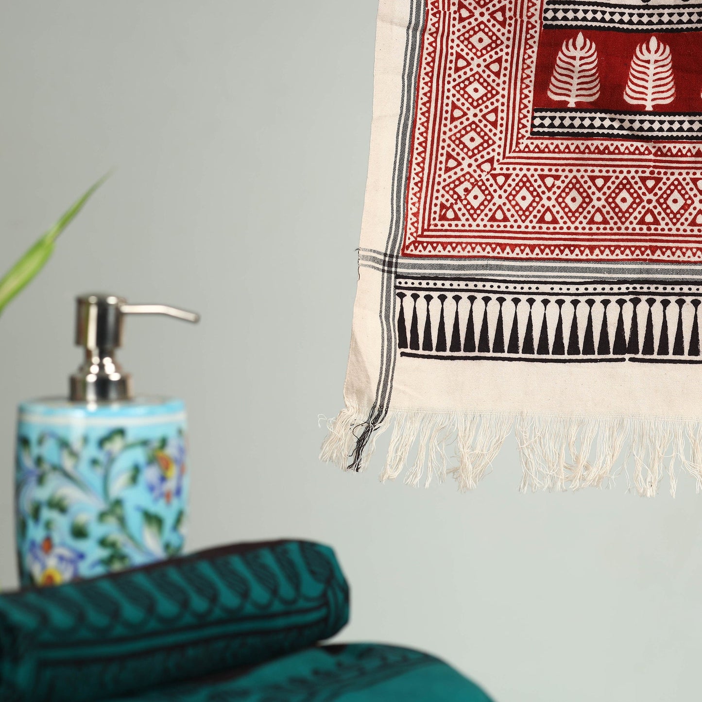 Red Bagh Hand Block Print Cotton Handloom Towel