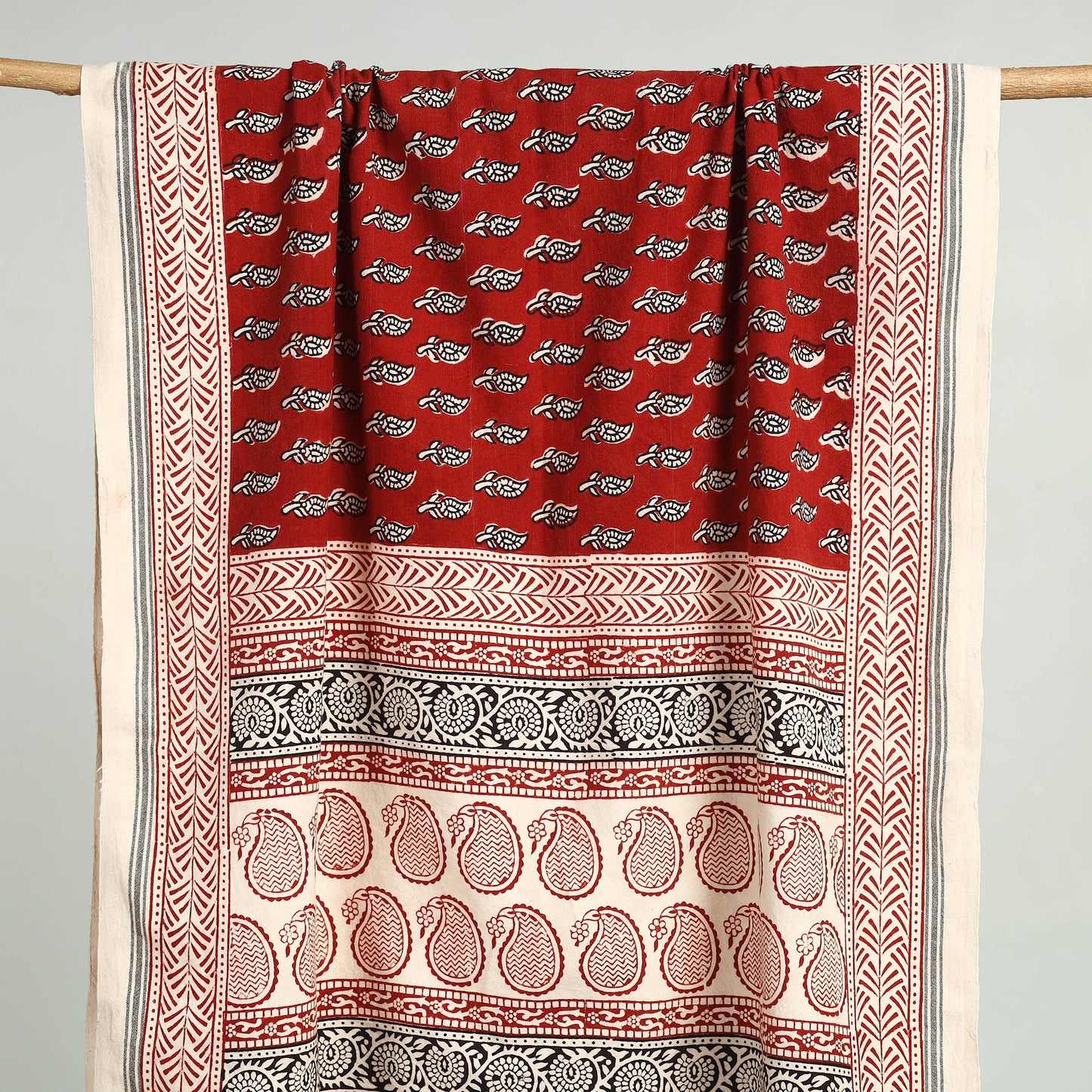 Red Bagh Hand Block Print Cotton Handloom Towel