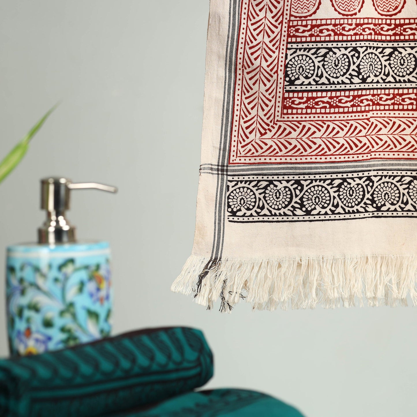 Red Bagh Hand Block Print Cotton Handloom Towel