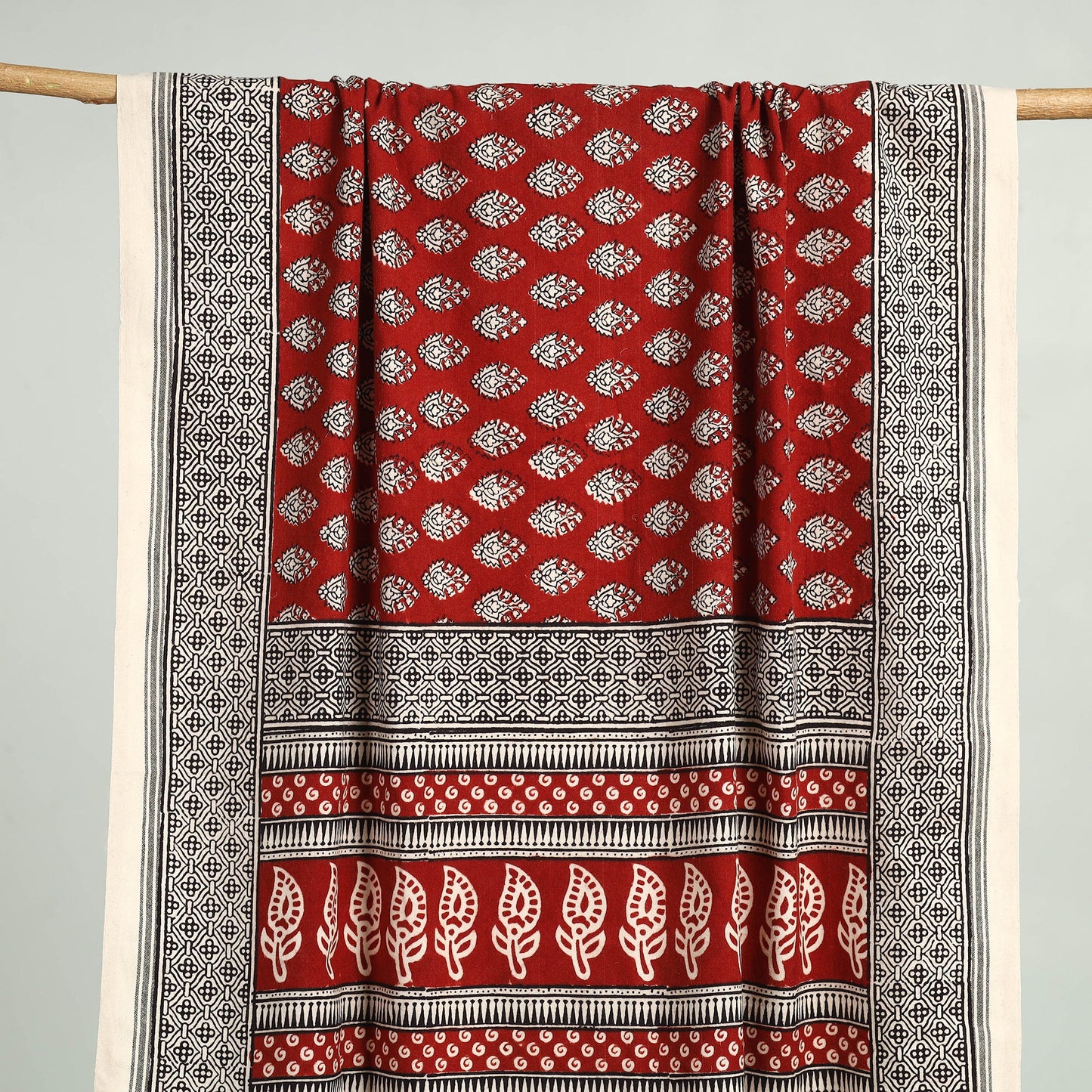 Red - bagh hand cotton handloom towel 35 - handcrafted