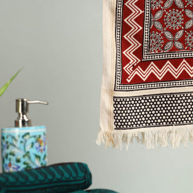 Red - bagh hand cotton handloom towel 36 - handcrafted