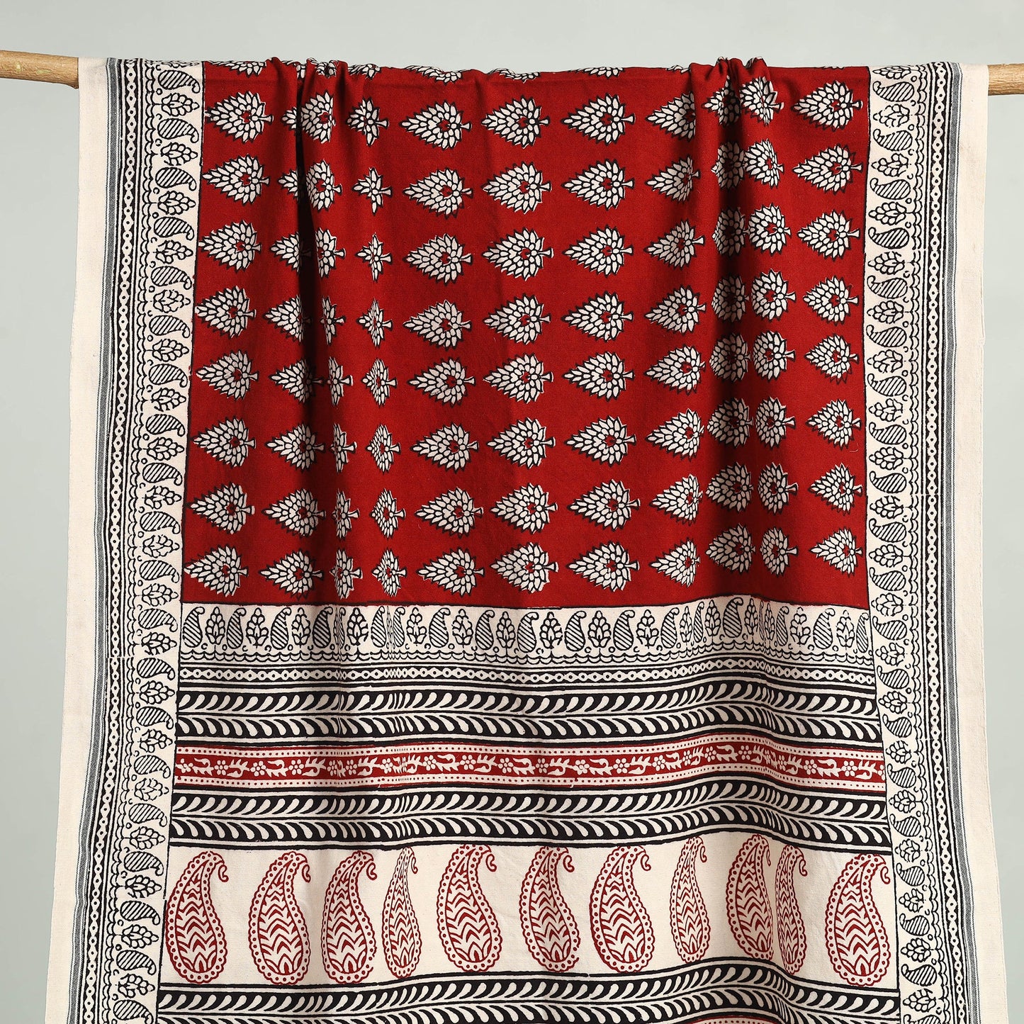Red Bagh Hand Block Print Cotton Handloom Towel