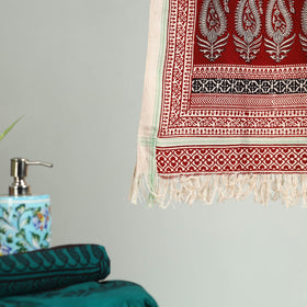 Red Bagh Hand Block Print Cotton Handloom Towel