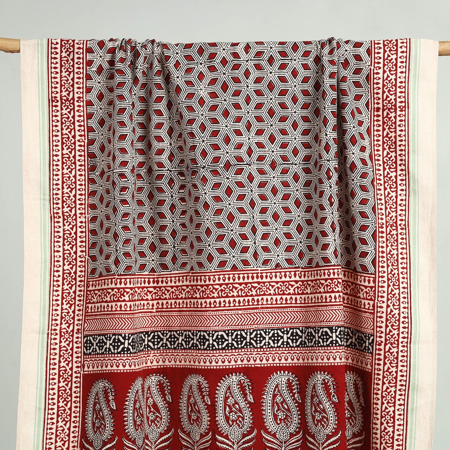 Red Bagh Hand Block Print Cotton Handloom Towel