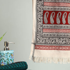 Red Bagh Hand Block Print Cotton Handloom Towel