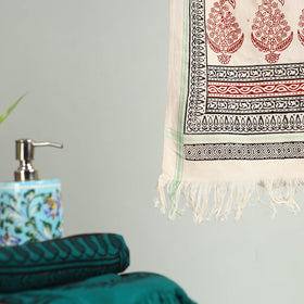 Red Bagh Hand Block Print Cotton Handloom Towel