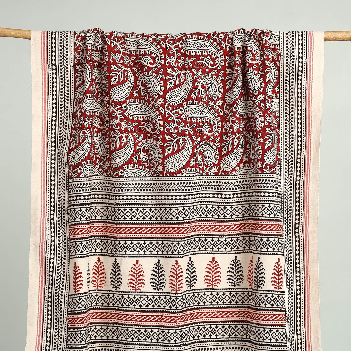 Red - bagh hand cotton handloom towel 50 - handcrafted