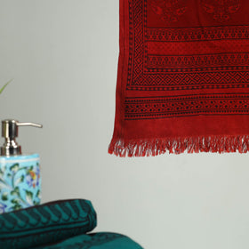 Red Bagh Hand Block Print Cotton Handloom Towel