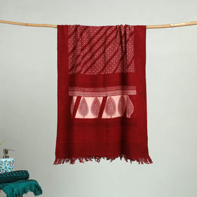 Red - bagh hand cotton handloom towel 64 - handcrafted