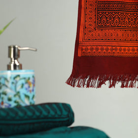 Red Bagh Hand Block Print Cotton Handloom Towel