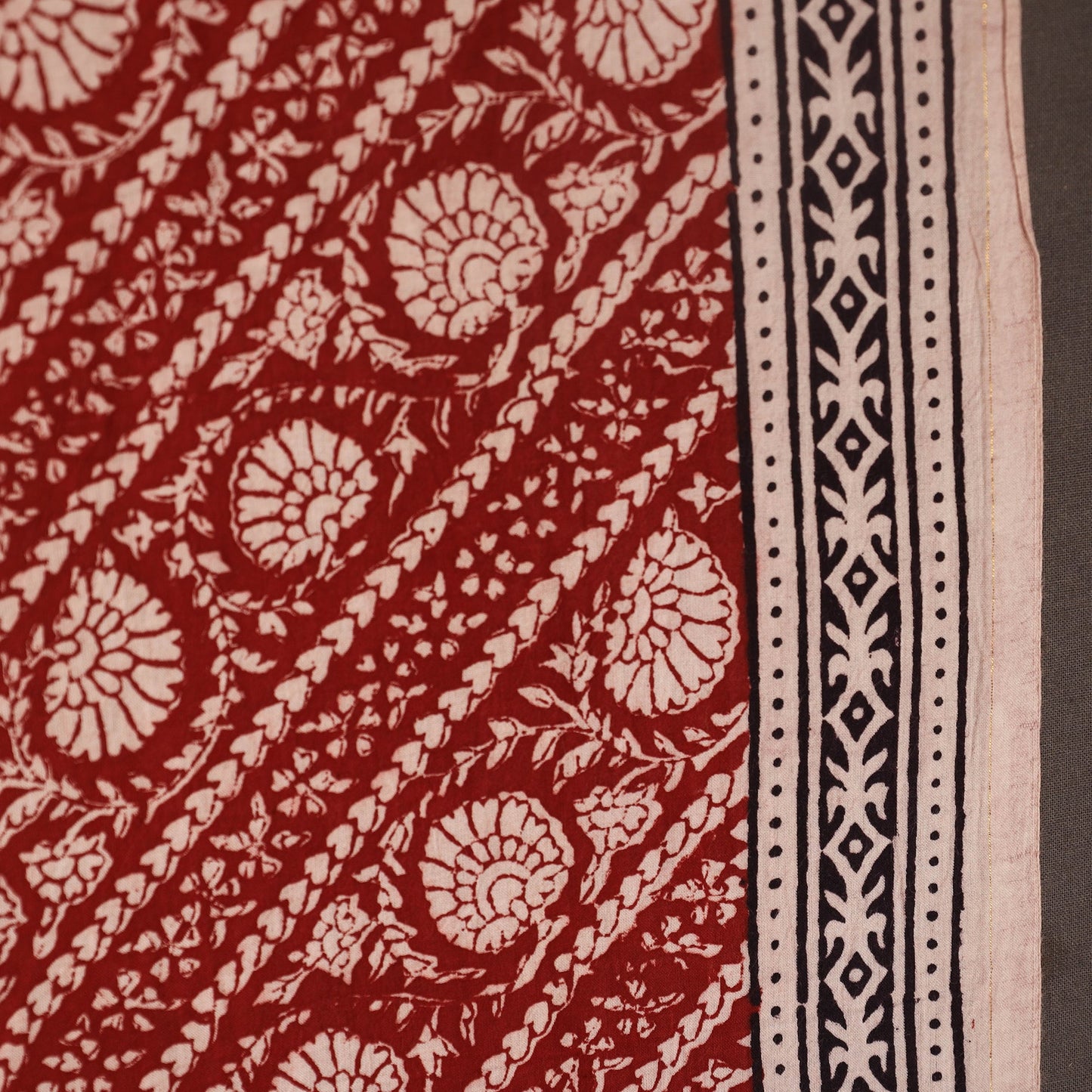 Red - bagh hand natural dyed cotton fabric 01 - handcrafted