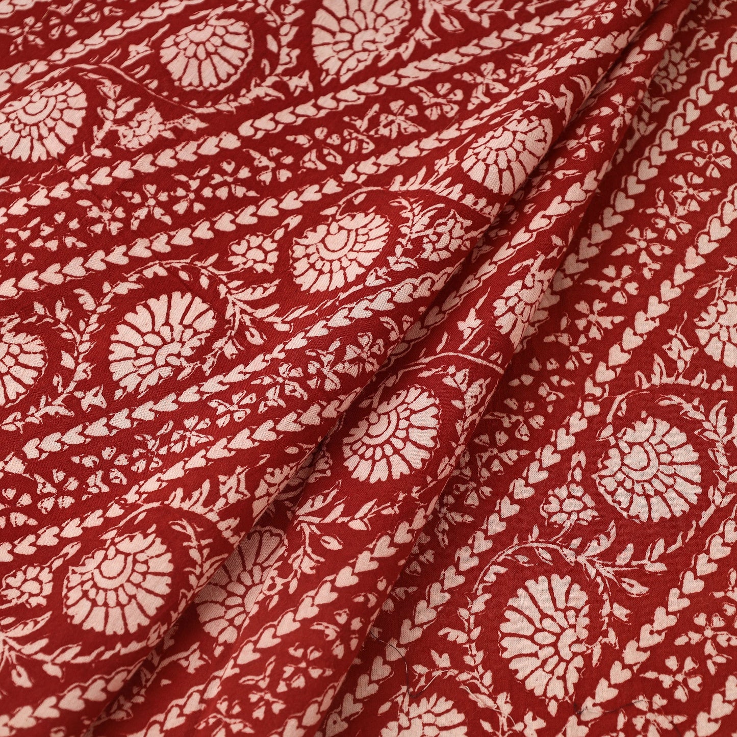 Red - bagh hand natural dyed cotton fabric 01 - handcrafted