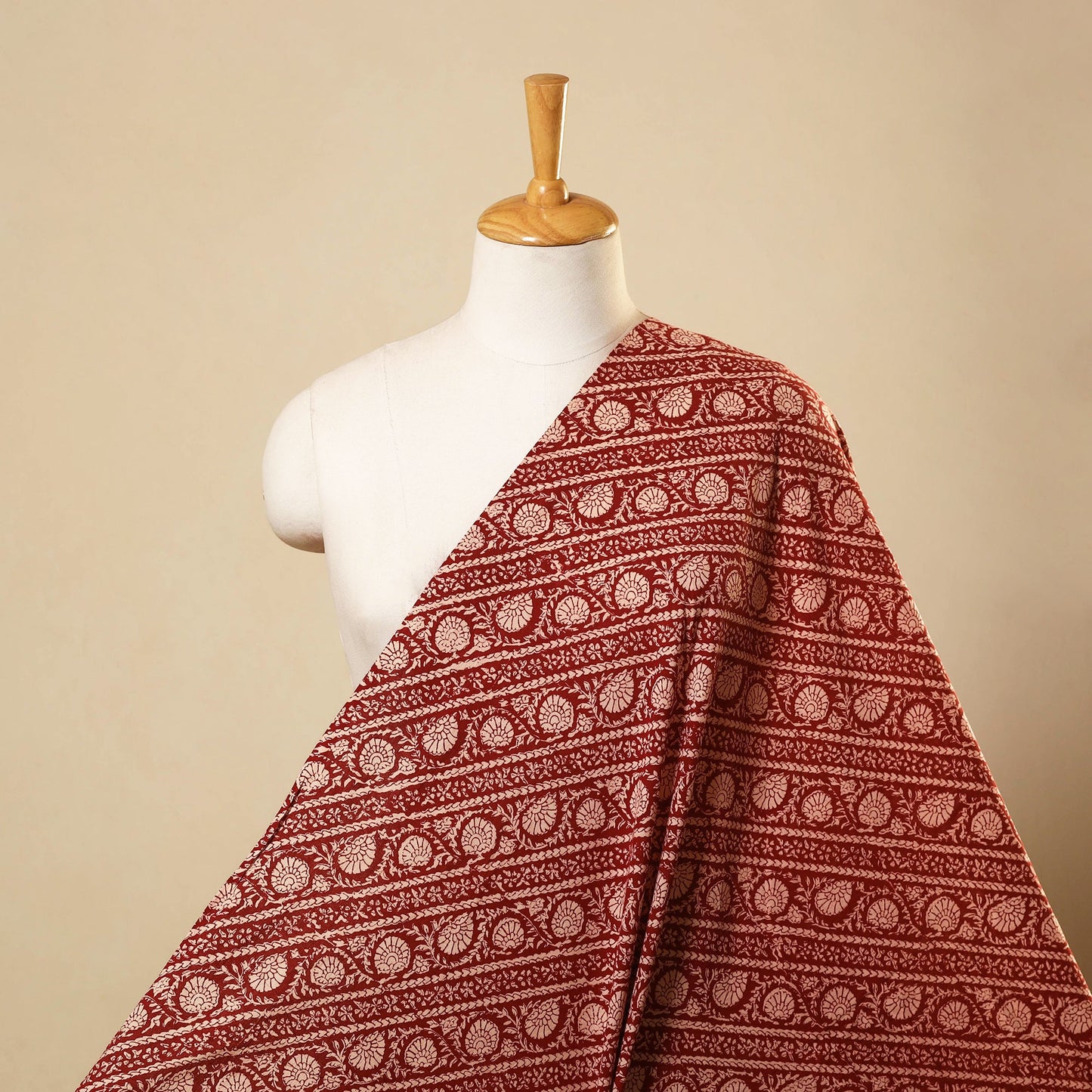 Red - bagh hand natural dyed cotton fabric 01 - handcrafted