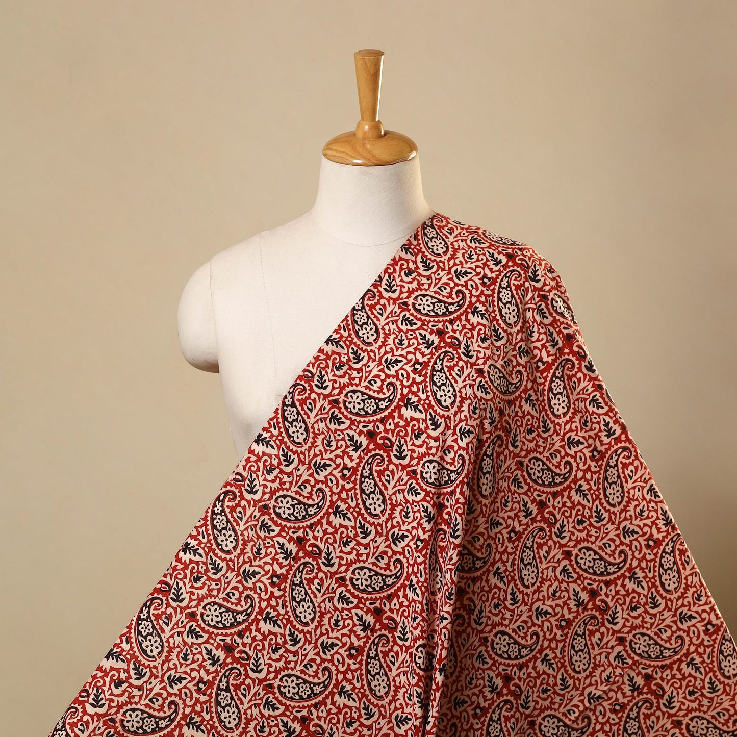 Red - bagh hand natural dyed cotton fabric 07 - handcrafted