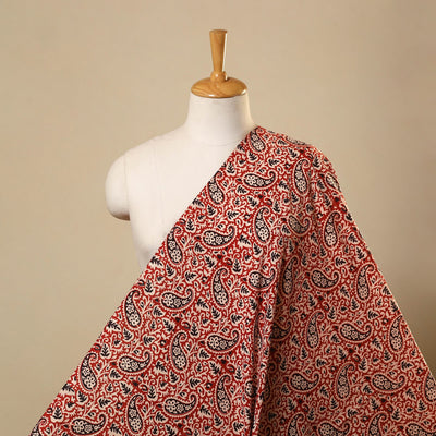 Red - bagh hand natural dyed cotton fabric 07 - handcrafted