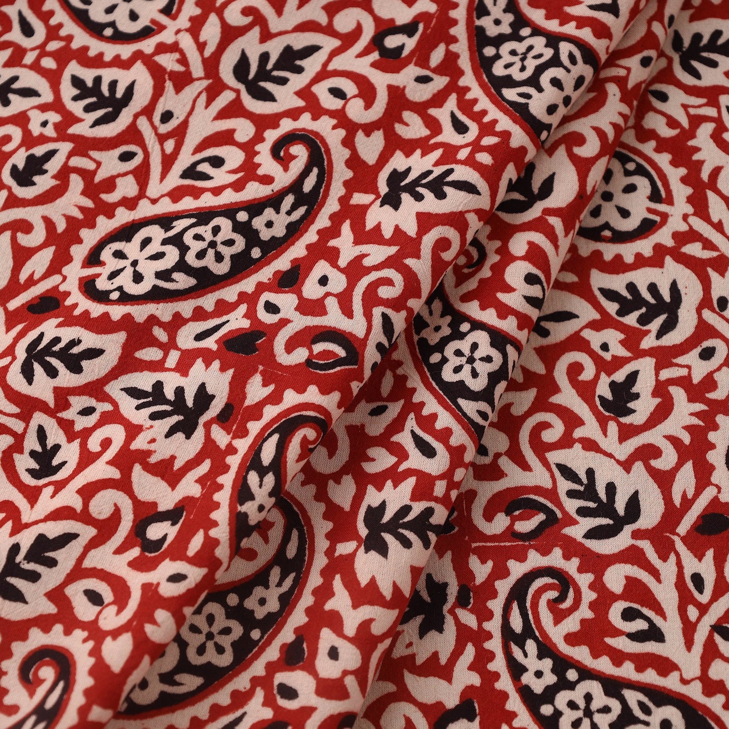 Red - bagh hand natural dyed cotton fabric 07 - handcrafted