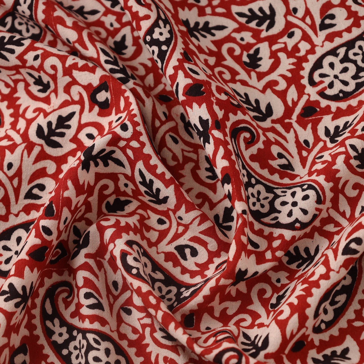 Red - bagh hand natural dyed cotton fabric 07 - handcrafted