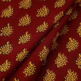 Red Bagh Hand Block Print Natural Dyed Cotton Fabric