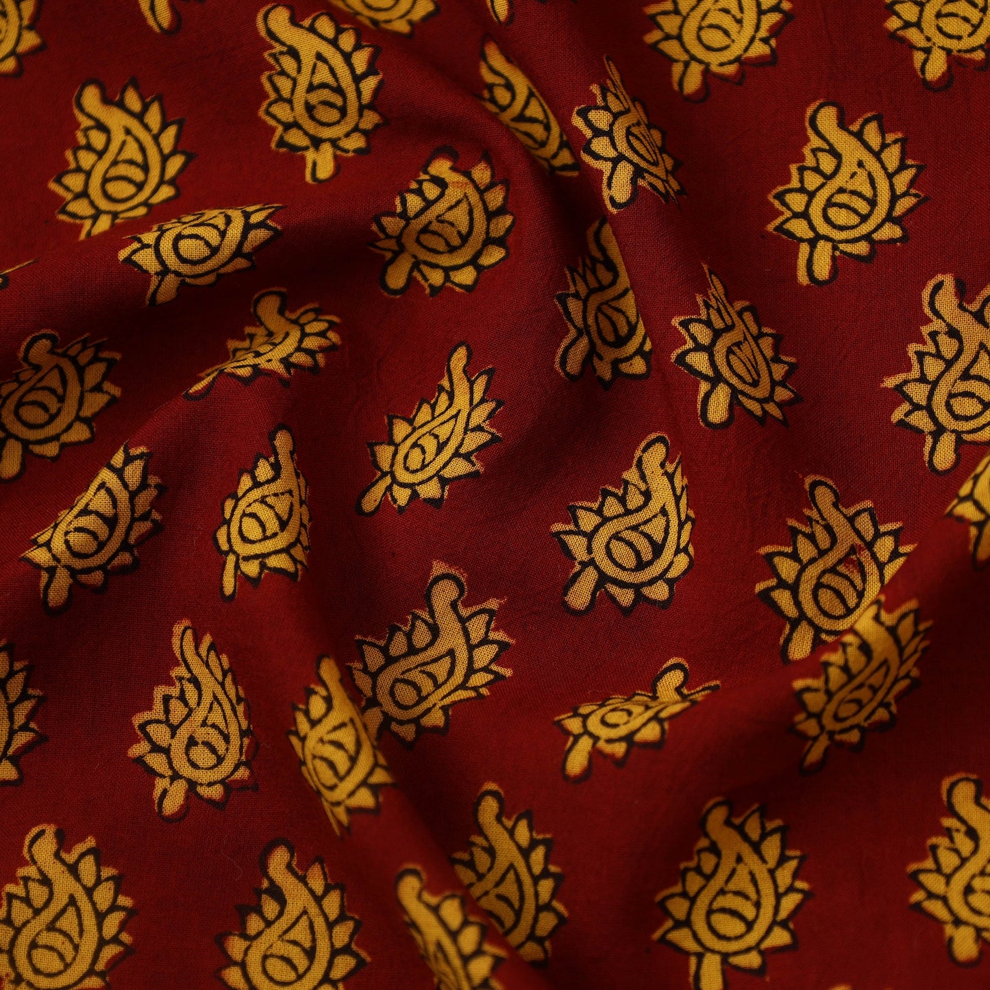 Red Bagh Hand Block Print Natural Dyed Cotton Fabric