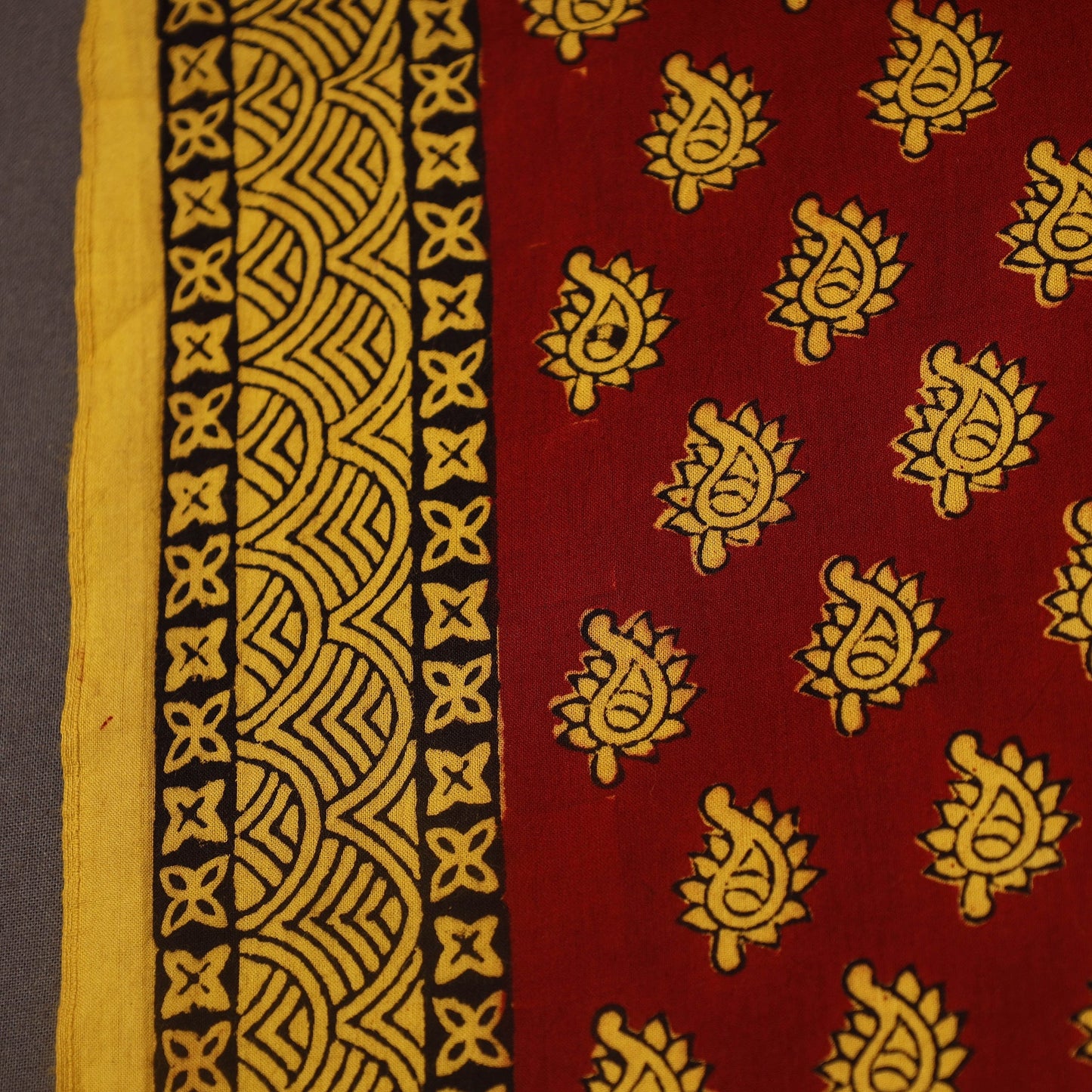 Red Bagh Hand Block Print Natural Dyed Cotton Fabric