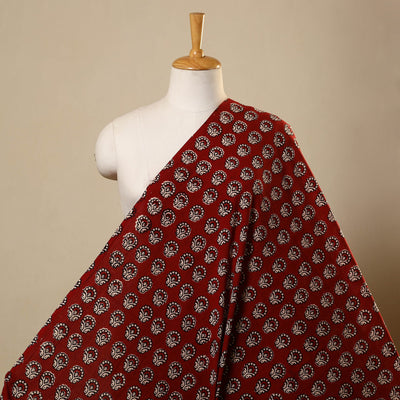 Red Bagh Hand Block Print Natural Dyed Cotton Fabric
