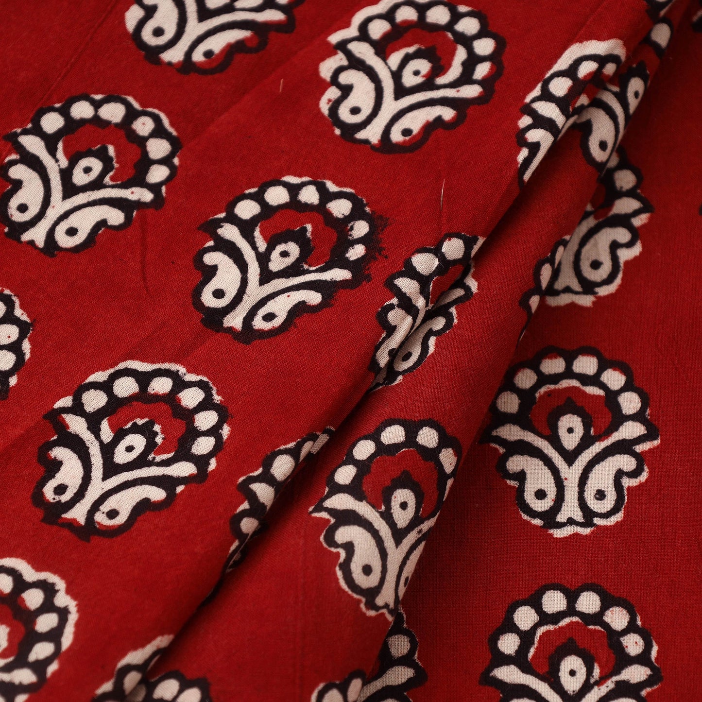 Red Bagh Hand Block Print Natural Dyed Cotton Fabric