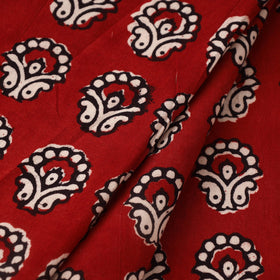 Red Bagh Hand Block Print Natural Dyed Cotton Fabric